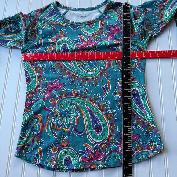 Talbots green pink paisley knit top size S - Picture 7 of 8